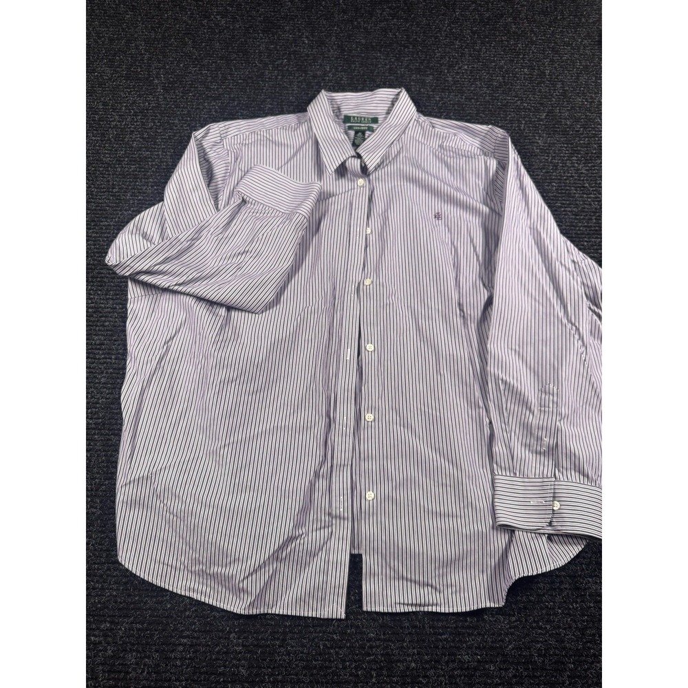 Lauren Ralph Lauren Womens 3X Purple Stripe Non Iron Button Up Shirt Plus Size